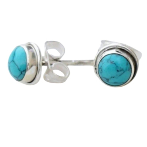 Turquoise set in silver earrings - Picture 1 of 1